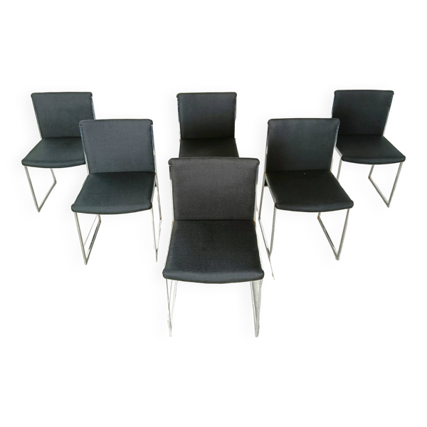 Chaises à repas italiennes vintage chromées, 1970