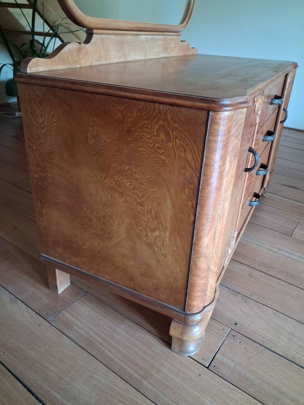 Coiffeuse commode à miroir art déco