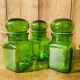 Lot de 3 pots en verre vert vintage Ariel