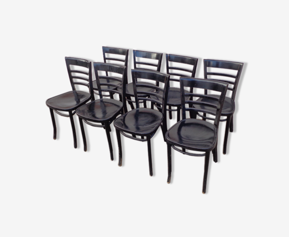 Set de 8 chaises hêtre noires
