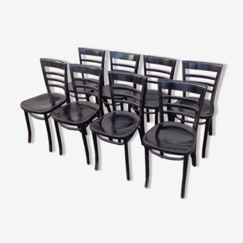 Set of 8 black beech chairs