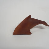 Scandinavian modern solid teak dolphin sculpture, 1950's