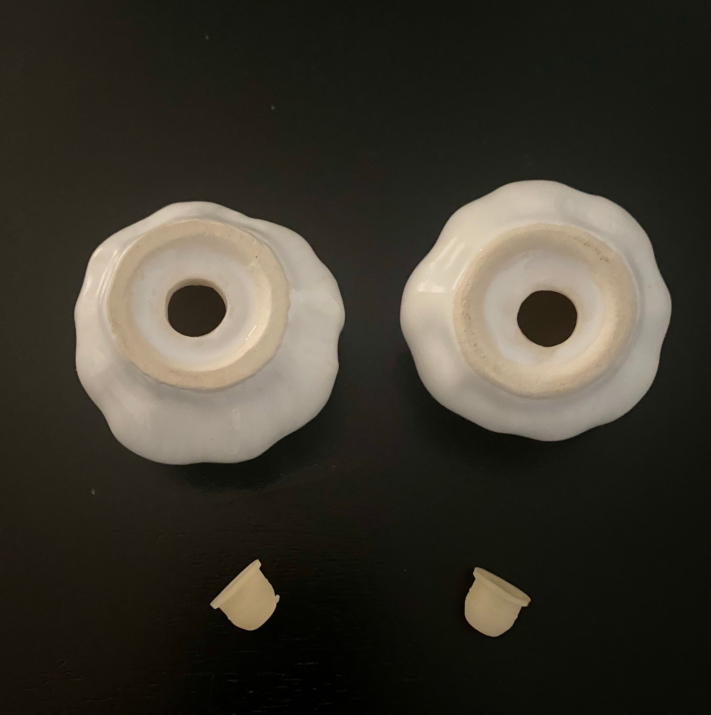 1 salt shaker and 1 pepper white garlic shape