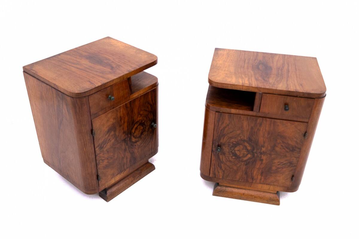 Pair of Art Deco bedside tables, Poland, 1930s.