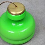 Big Green Mid-century Italian Brass and Glass Pendant Lamp