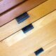 Scandinavian storage unit, solid wood and leather