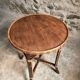 Vintage Round Bamboo and Wood Side Table | Mid-Century Bohemian Accent Table – 1950s/70s