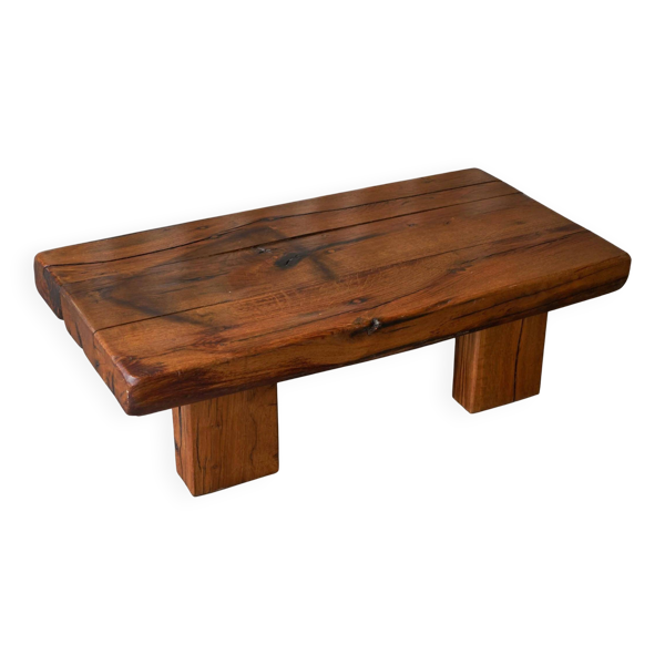 Table basse brutaliste en chêne massif - années 20