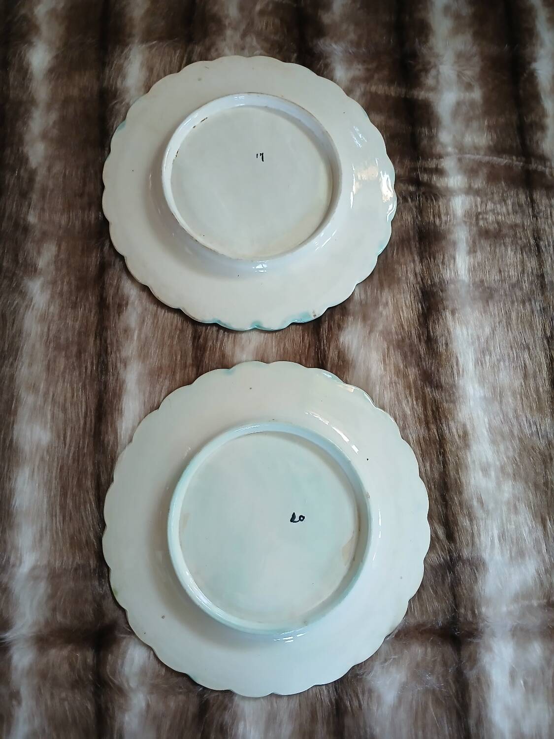 2 antique barbotine plates from Salins