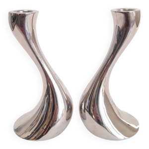 Paire de bougeoirs Cobra Georg Jensen Danemark