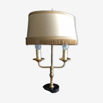 Lampe de table vintage classique Français bouillotte avec deux lumières en laiton style Art Déco en ligne droite