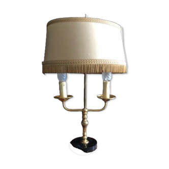 Lampe de table vintage classique Français bouillotte avec deux lumières en laiton style Art Déco en ligne droite