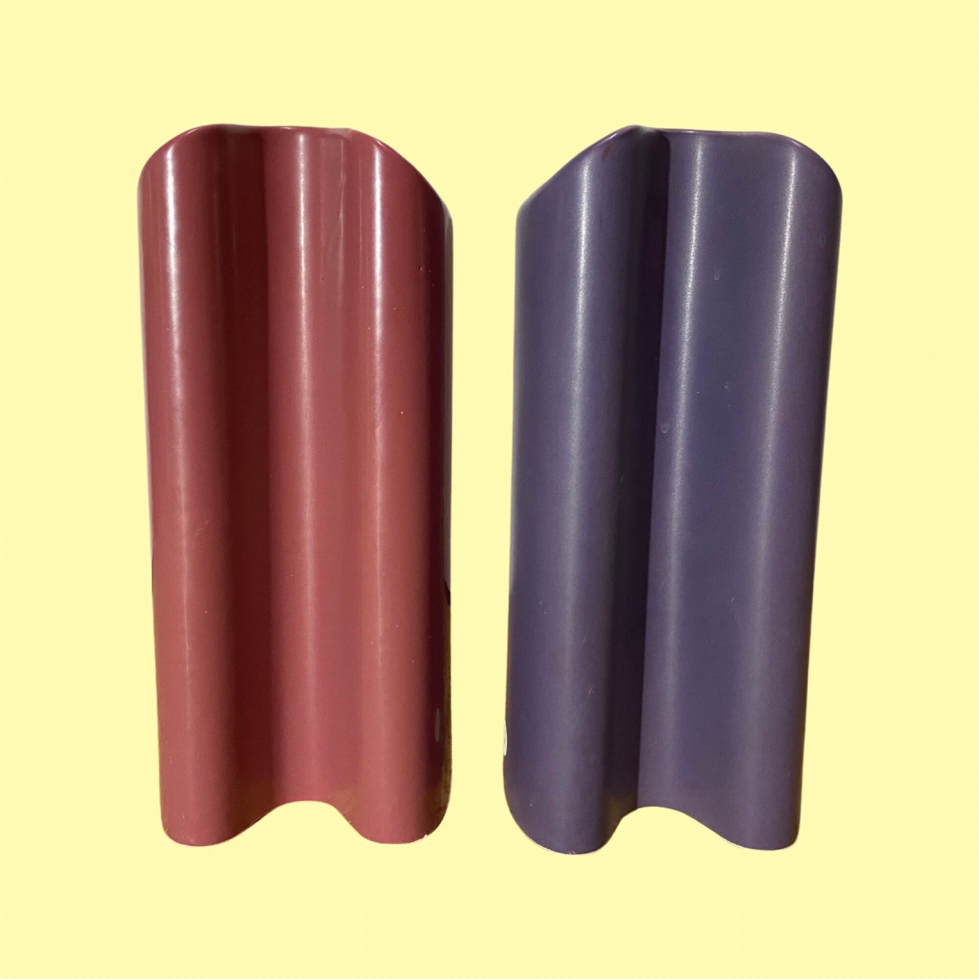 Set of 2 retro pink/purple vases made in denmark | fn art denmark ceramic pottery vases