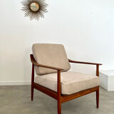 Old vintage teak armchair design Walter Knoll for Knoll Antimott Germany 1960s