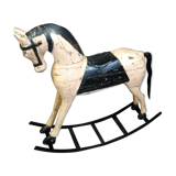 Powder pink and black rocking wooden horse