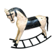 Powder pink and black rocking wooden horse