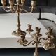 Pair of vintage candlesticks/candelabras. In golden patinated brass. 60s/70s. Art Nouveau style. Chiseled Floral/Deciduous patterns