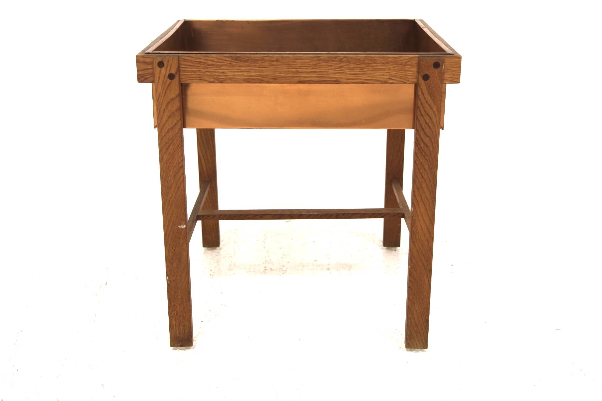 Scandinavian oak and metal planter, Sweden, 1960