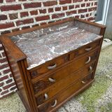 Art Deco chest of drawers, marble top, solid oak, dressing table
