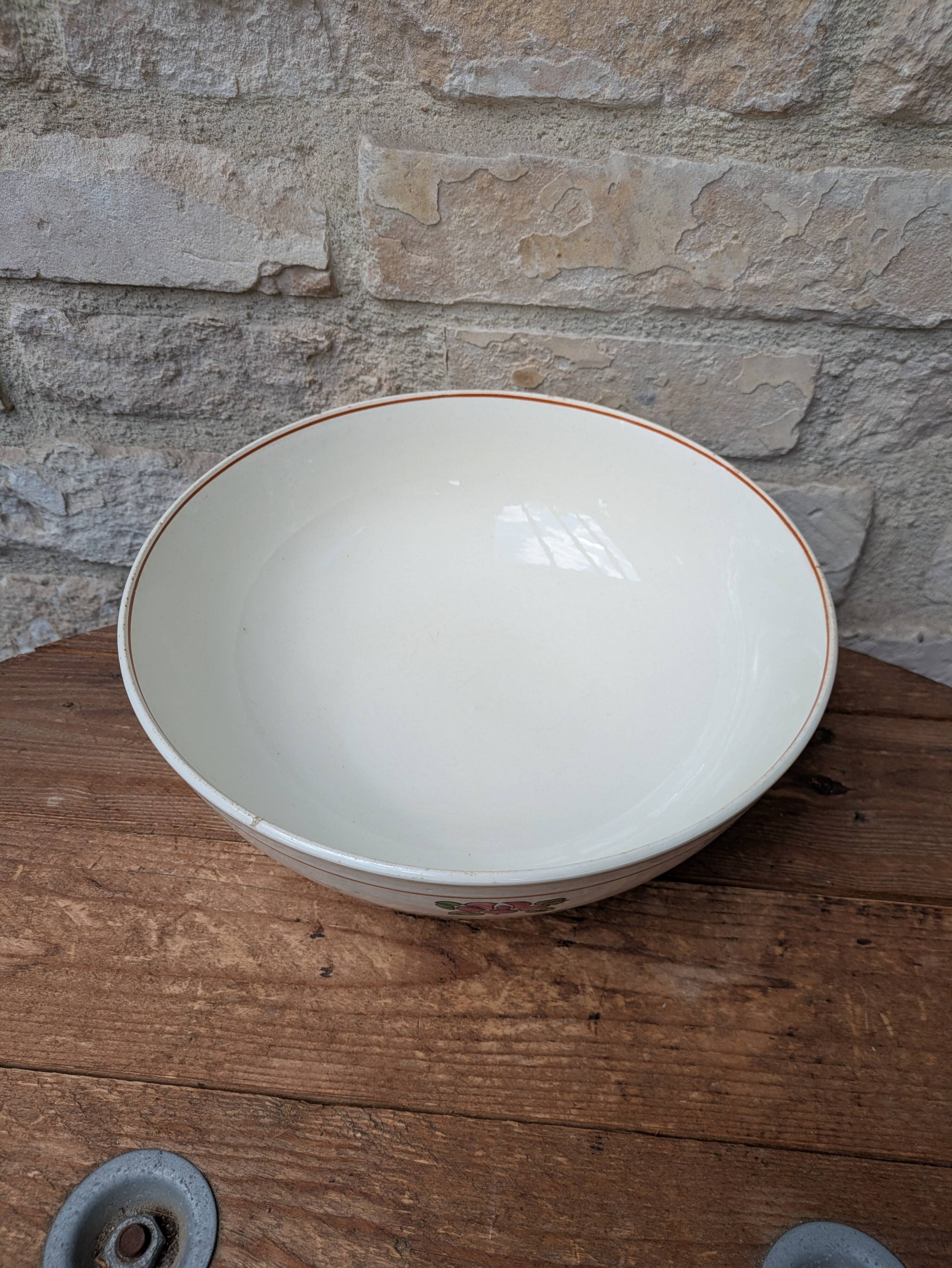 Vintage ironstone salad bowl Salins model Nénuphar 28cm
