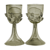 Pair of Mouthblown Wine Glass - Dots