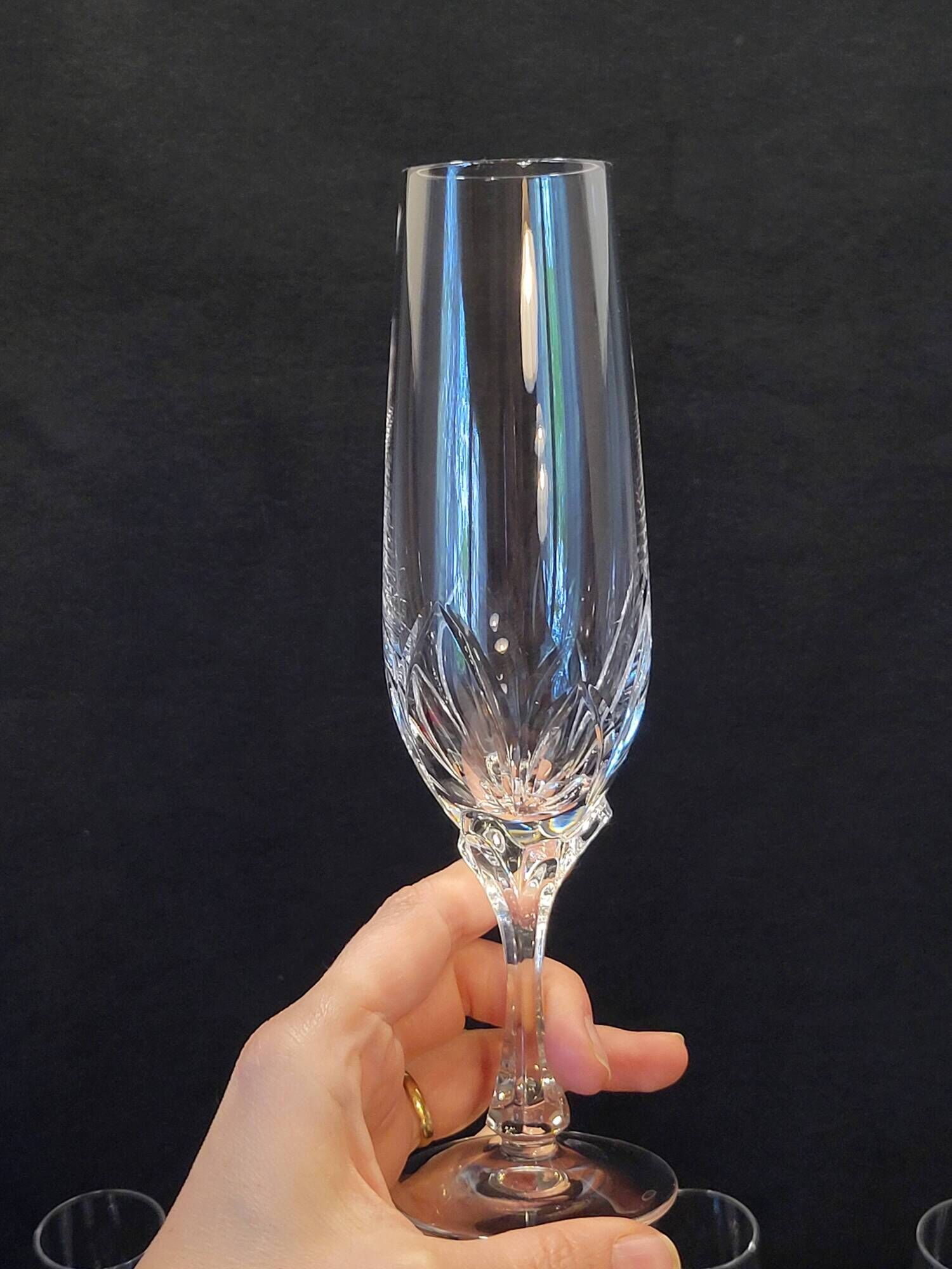 10 crystal champagne flutes 24% Cristallerie Kaspar Lemberg Lorraine vintage