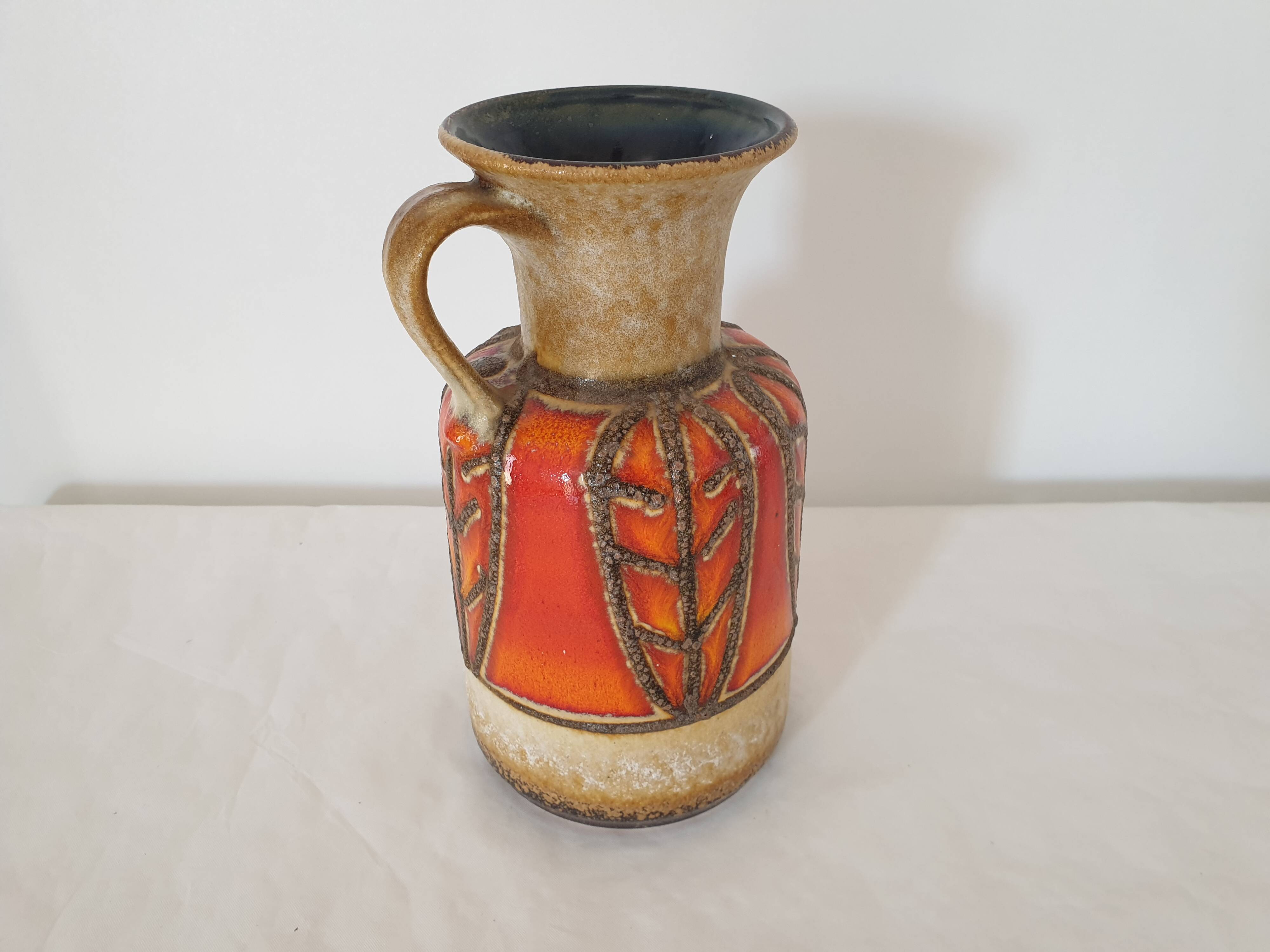 Vintage Jasba ceramic vase with handle - Height 25cm - 70's