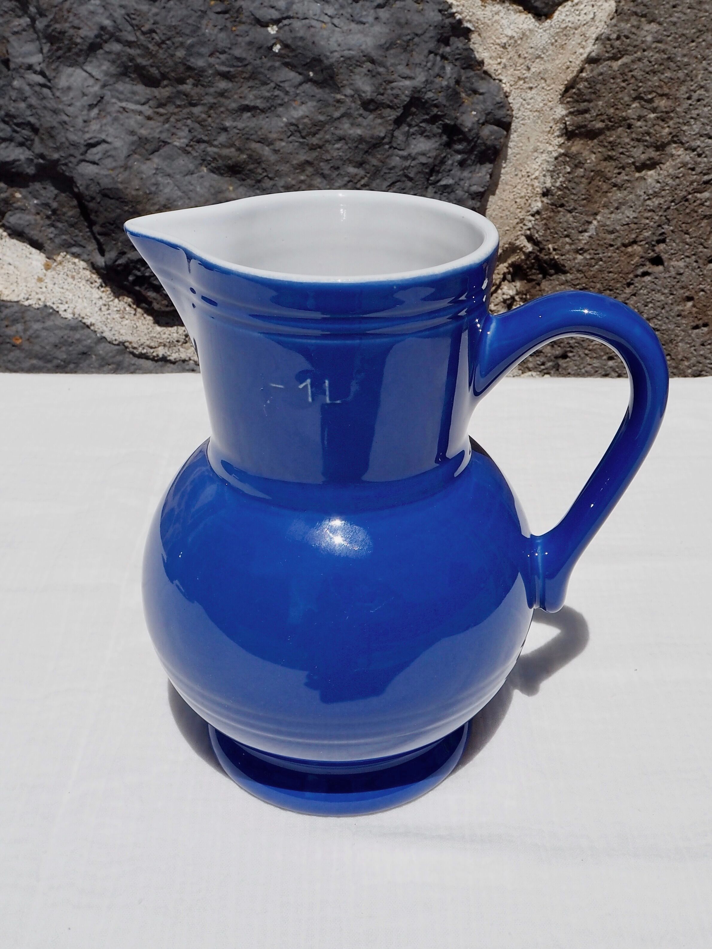Blue ceramic pitcher Emile Henry