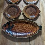 Assiettes et plat poisson Sarreguemines