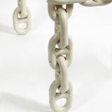 1970s XL Coffee Table Made of Nautical Iron Chain with a Thick Glass Plate