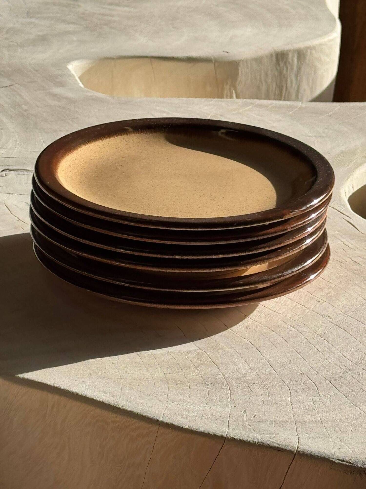 Set of 6 small stoneware dessert plates, Oxford brand, made in Brazil