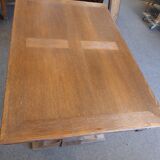 Table chêne massif 2 pieds centraux avec rallonges