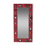 Ceramic tile mirror by Oswald Tieberghien 1960 35.5x73cm