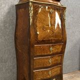Secretary of Lady curved Louis XV style in precious wood marquetry circa 1850