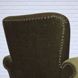 1970s, Danish lounge chair, high, furniture velour, ash wood legs.