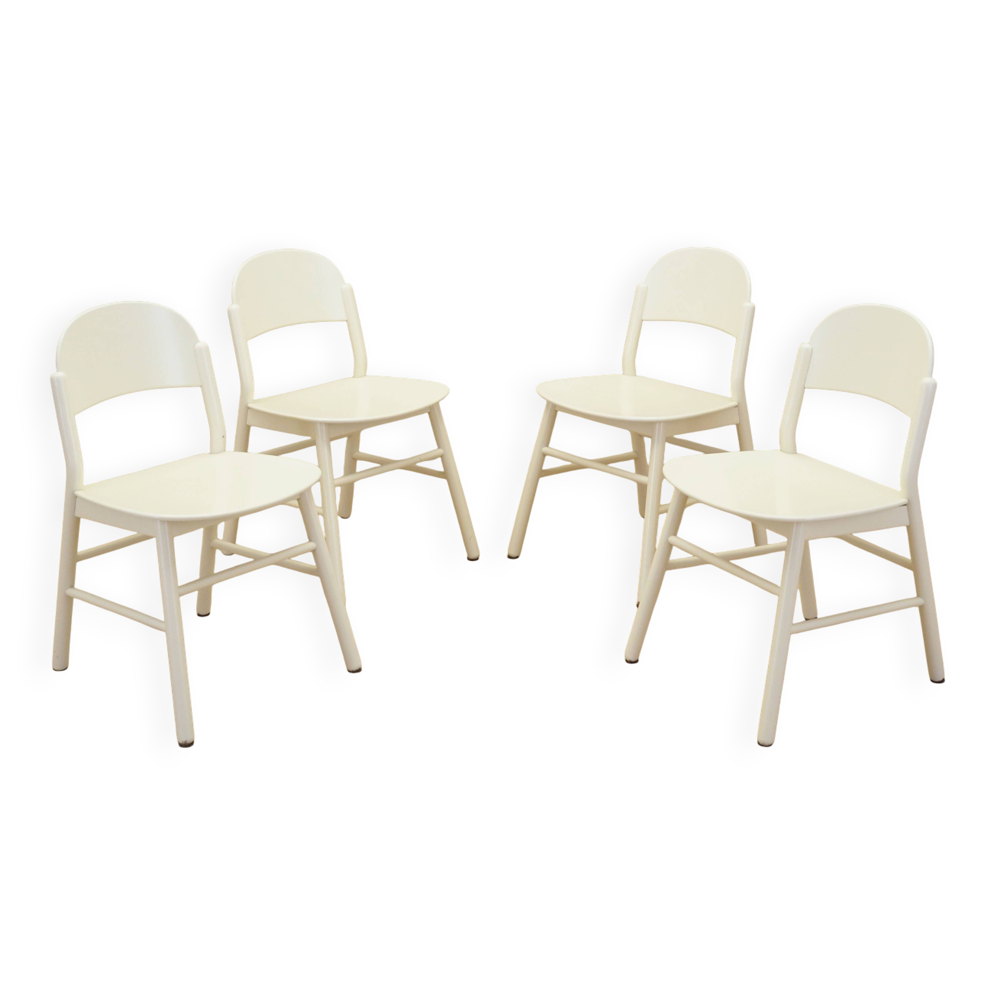 Set of four beech chairs, Italian design, 1970s, production: Italy