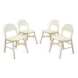 Set of four beech chairs, Italian design, 1970s, production: Italy