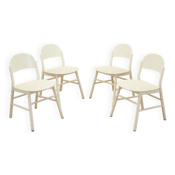 Set of four beech chairs, Italian design, 1970s, production: Italy