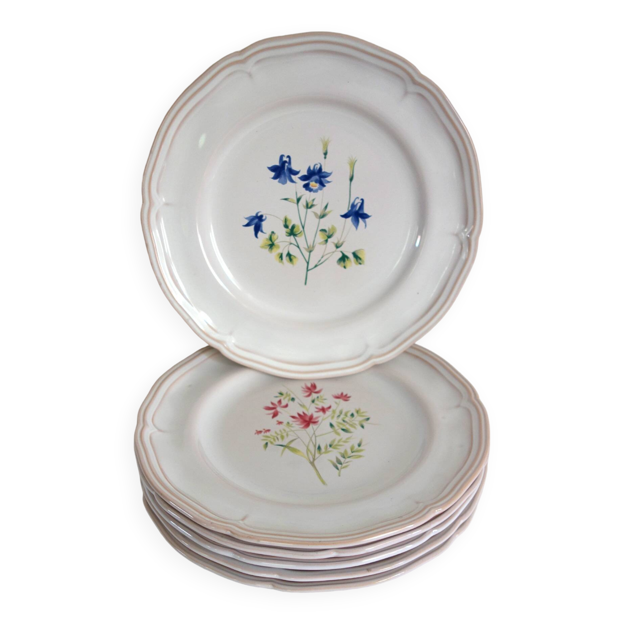 6 large flat plates Pierre Motton for Gien circa 1930