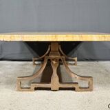 Table basse en laiton et travertin, époque Art Déco, 1930