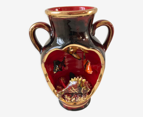 Lampe Vallauris poisson anse coraux années 70 ampoule fournie