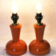 Paire de lampes de table verre orange 1960's