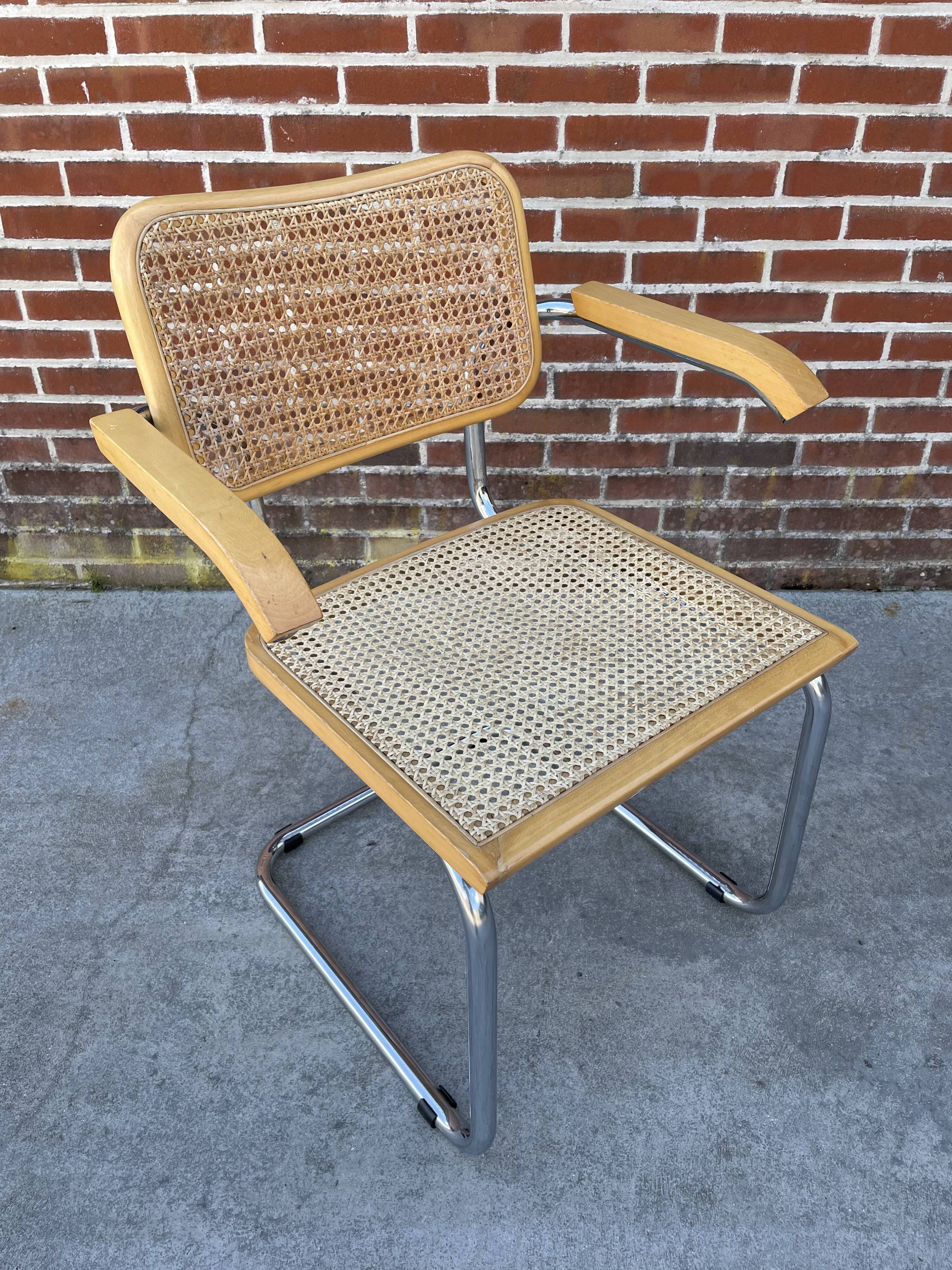 Cesca model design chair with armrests chrome version