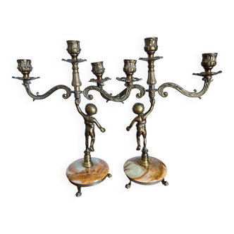 Pair of vintage two-arm candlesticks