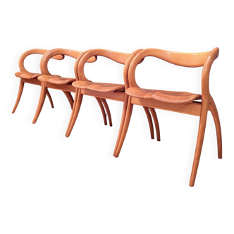 Set of four chairs designed by A. Sibau, Italy, 1980s.