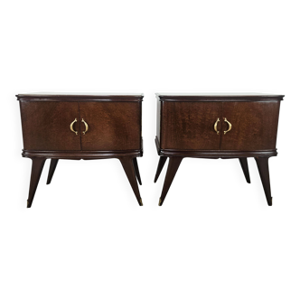 Art Decò bedside tables in mahogany feather