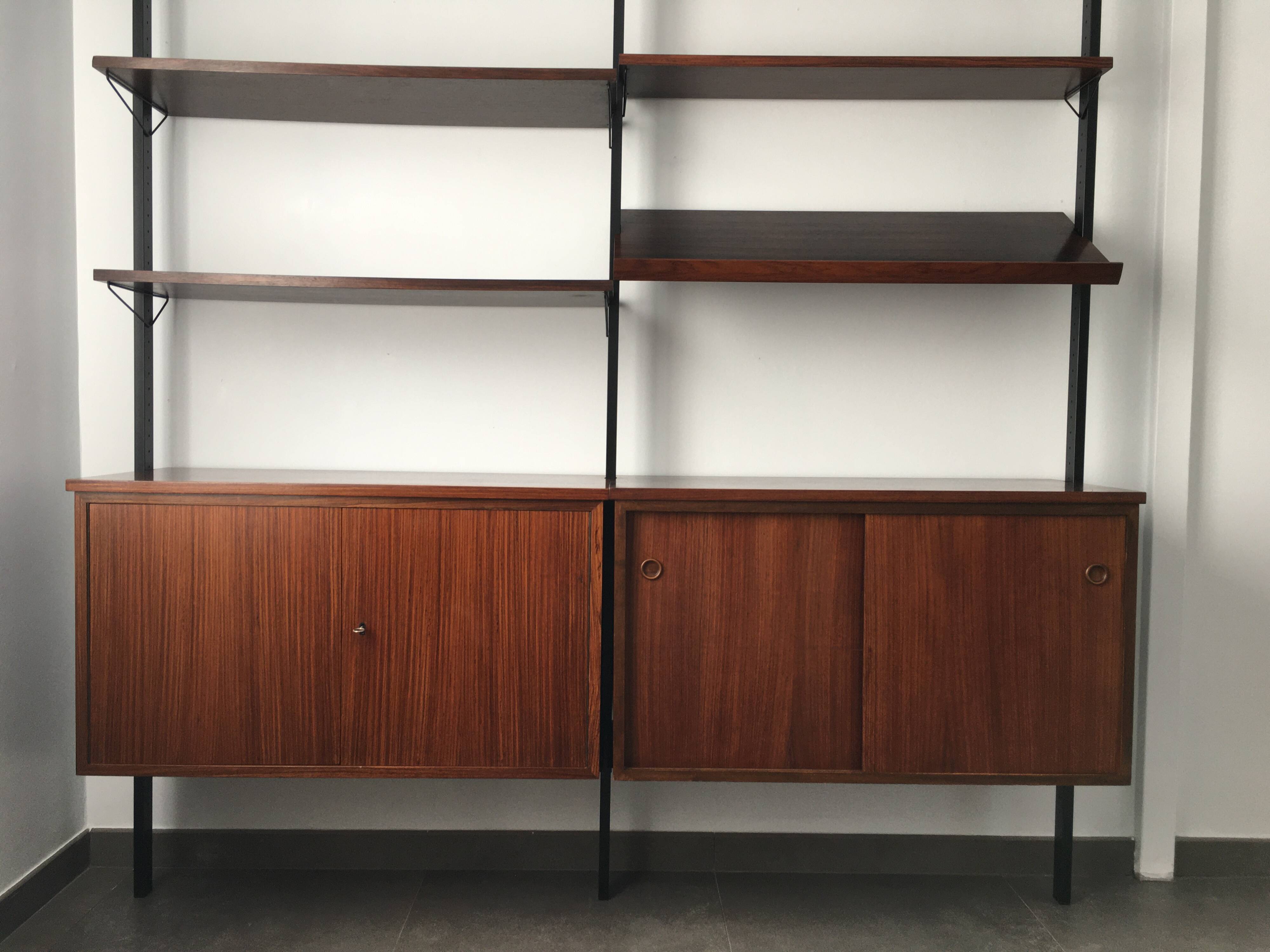 Scandinavian rosewood modular bookcase Pira Mobel system year 60