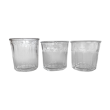 3 mismatched glass jam jars