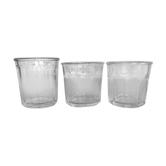 3 pots à confiture en verre dépareillés