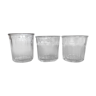 3 mismatched glass jam jars